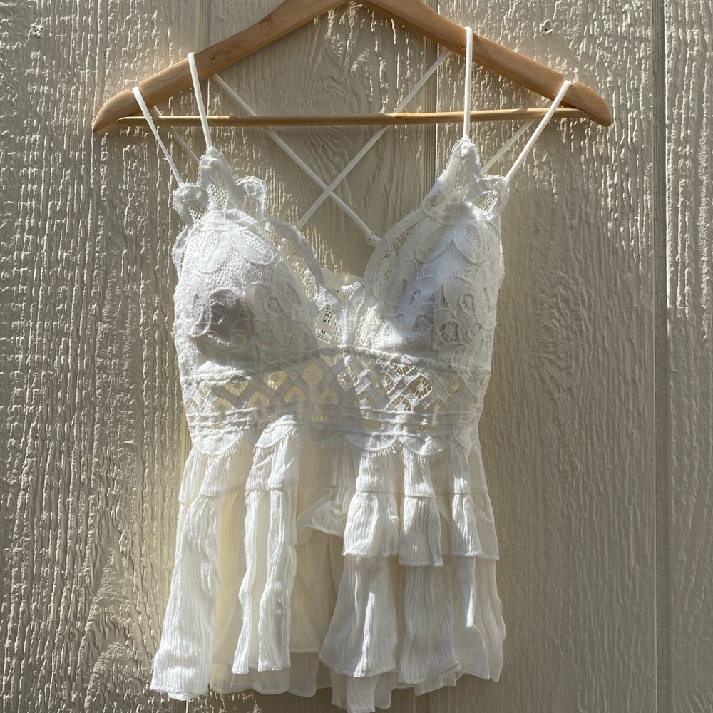 White fancy Boho Chic top. Ruffles